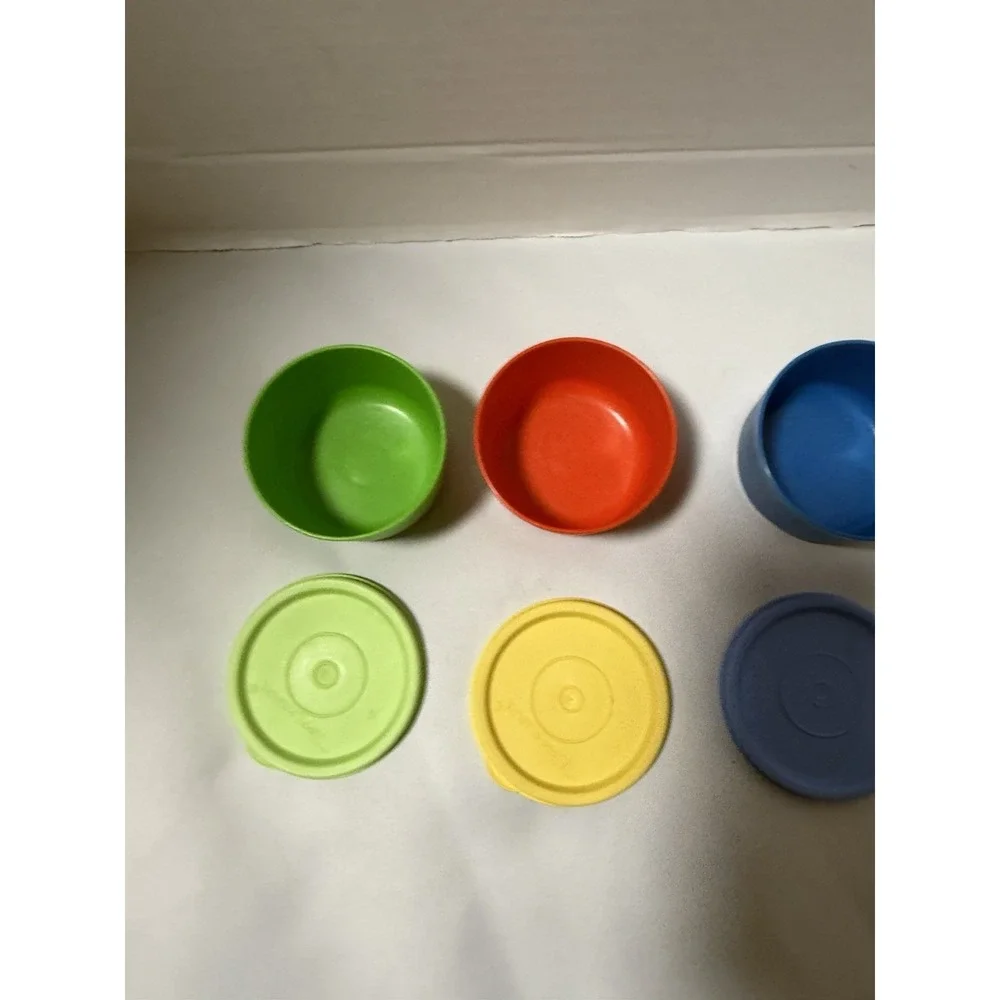 Lot of‎ 3 Vintage TUPPERWARE Vibrant Multi Color Snack Cups/Bowls